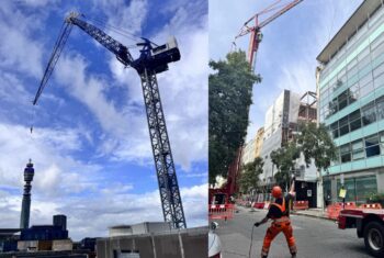 Precision Lift: Tower Crane Secured at 16 Berners Street in Central London Card Image